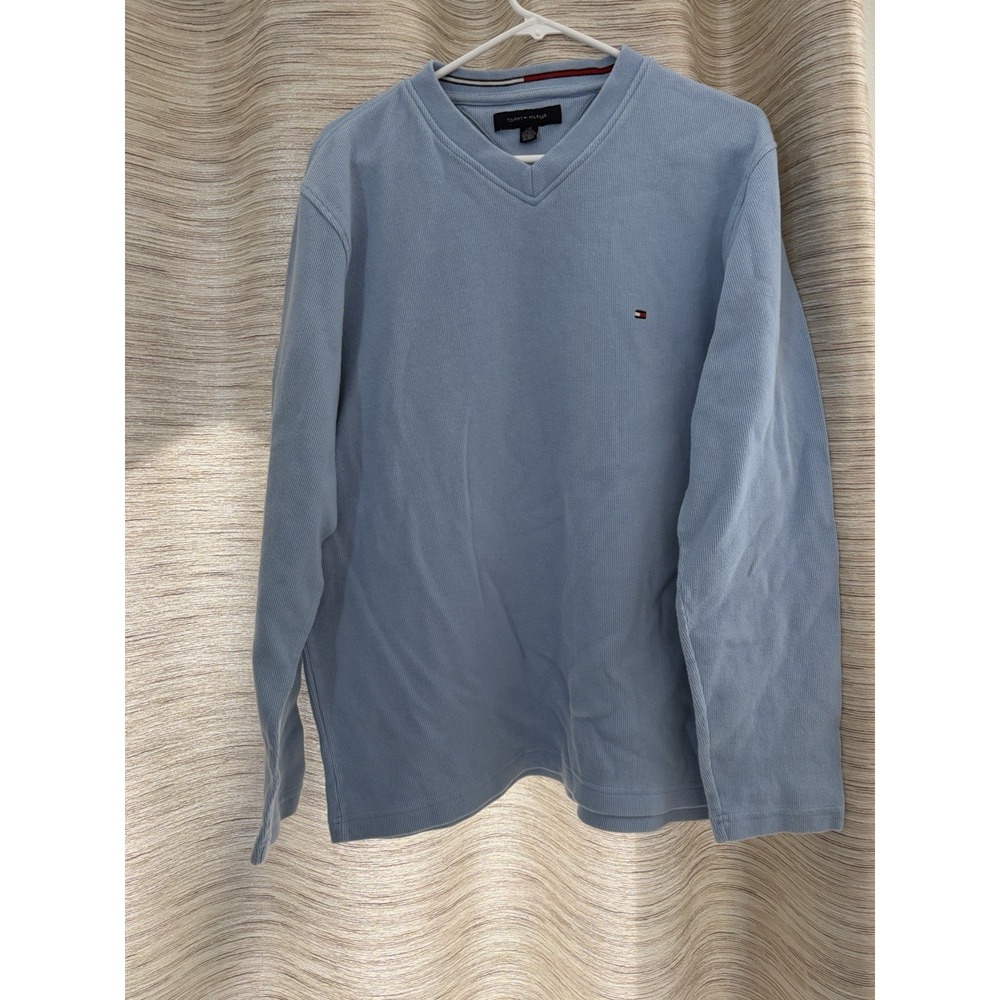 Tommy Hilfiger Men's Essential Long Sleeve Cotton V-Neck Sweater Large